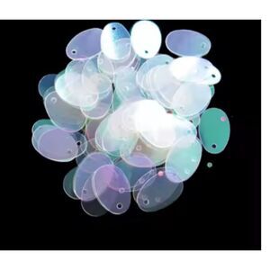 400pcs/lot 12*20mm Oval Egg Shape Sequins Craft Flat With Side Hole Iridescent